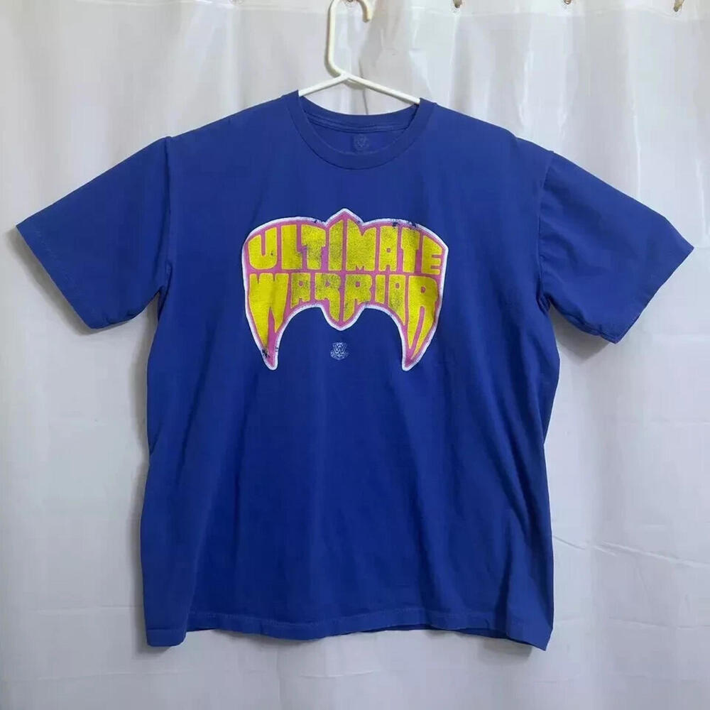 2014 WWE Ultimate Warrior Mask Graphic T-Shirt Men's Extra Large XL Blue